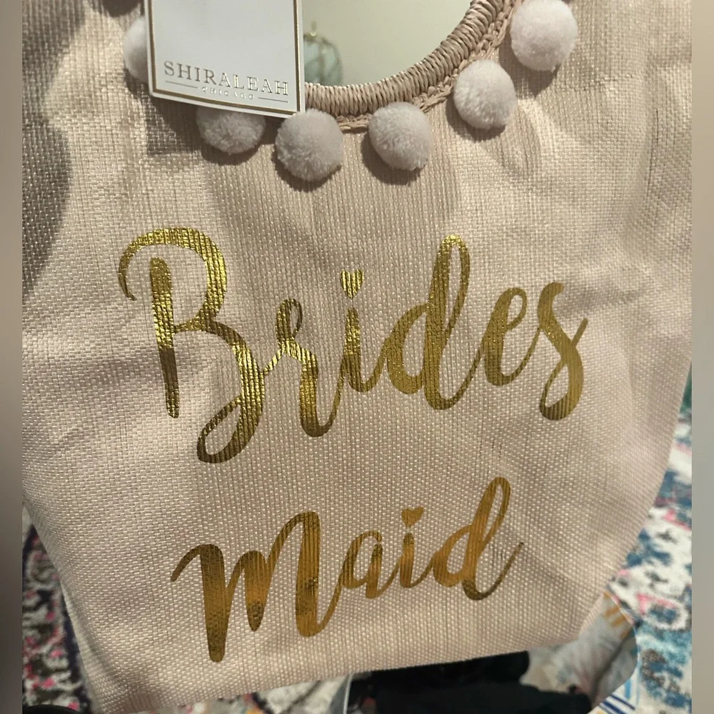 SHIRALEAH CHICAGO MIA BLUSH BRIDESMAID BRIDAL POMPOM TOTE
